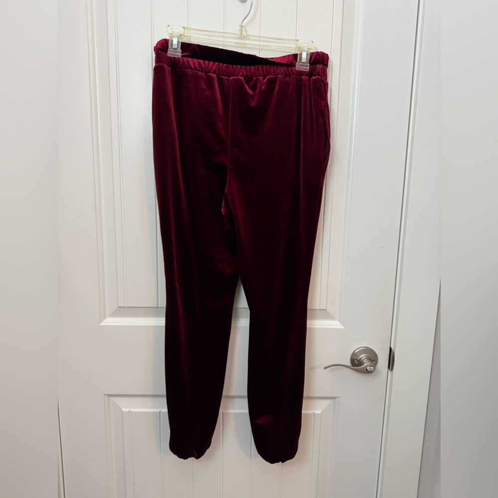 Plush Burgundy Velvet Pants. Petite small - Picture 4 of 5